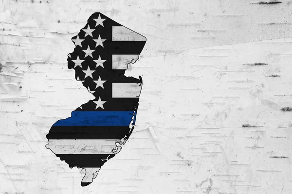 新泽西州地图上的美国细蓝旗 以支持警察 — 图库照片