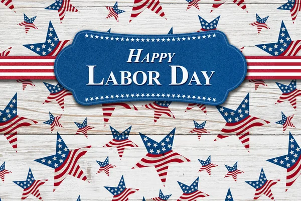 Happy Labor Day Bord Met Usa Sterren Strepen Vlaggen Verweerd — Stockfoto