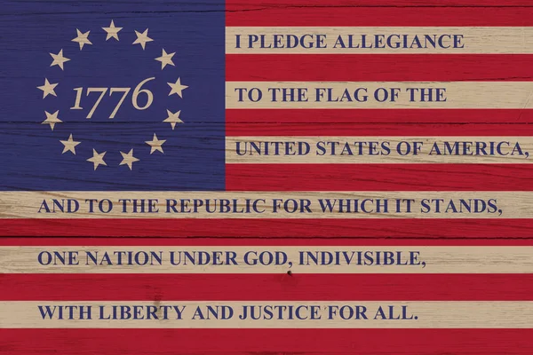 Pledge Allegiance Sign Vintage Old Betsy Ross Stars Weathered American — Stock Photo, Image