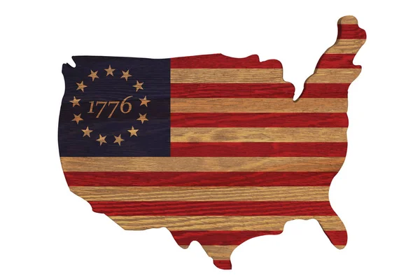 Vintage Velho Betsy Ross Estrelas American Weathered Mapa Bandeira — Fotografia de Stock