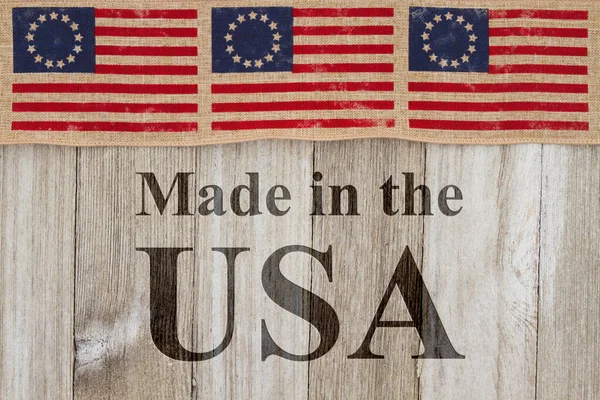 Made Usa Botschaft Usa Patriotische Alte Betsy Ross Flagge Und — Stockfoto