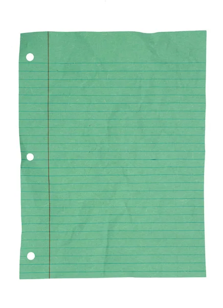 Ρετρό Πράσινο Φοδραρισμένο Σχολείο Τσαλακωμένο Φόντο Χαρτί Απομονώνονται Λευκό Αντίγραφο — Φωτογραφία Αρχείου