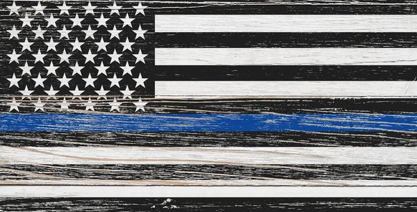 American Thin Blue Line Bandeira Madeira Para Polícia — Fotografia de Stock