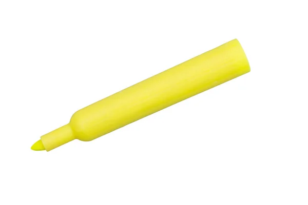 Zole Edilmiş Beyaz Üzerinde Çalışmak Için Sarı Fosforlu Kalem — Stok fotoğraf
