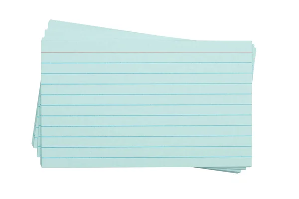Cartões Índice Papel Azul Retrô Empilham Isolados Branco Com Espaço — Fotografia de Stock