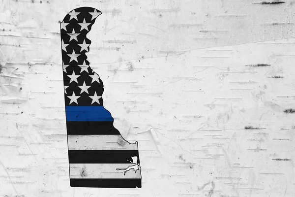 American Thin Blue Line Flag Map Delaware Your Support Police — Stock Photo, Image