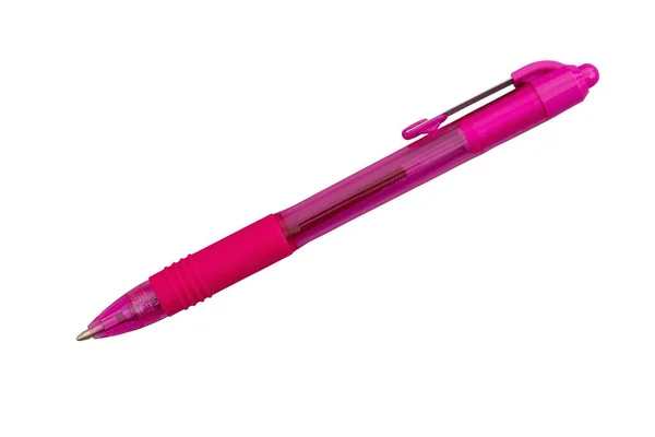 Розовый Бизнес Золотая Шариковая Ручка Изолированы Над Белым — стоковое фото