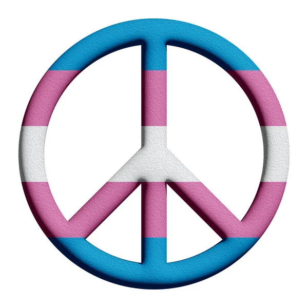 Bandeira Transgênero Sinal Paz Isolado Branco — Fotografia de Stock