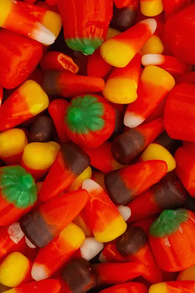 Candy Corn Pumpkins Halloween Background — Stock Photo, Image