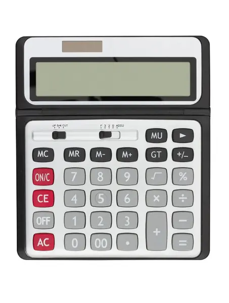 Doing Your Finances Gray Calculator Isolated White — Stock Photo, Image