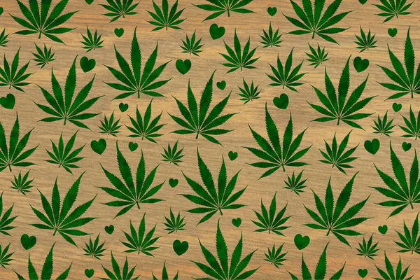 Retro Zöld Szív Háttér Egy Cannabis Üzenet Stock Fotó