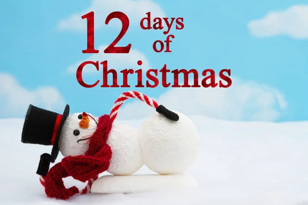 Days Christmas Greeting Snowman Hat Scarf Snow — Stock Photo, Image