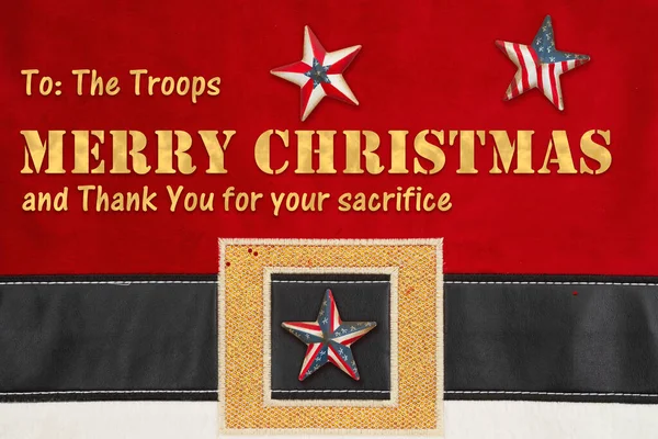 God Jul Till Våra Trupper Gratulationskort Santa Kostym — Stockfoto