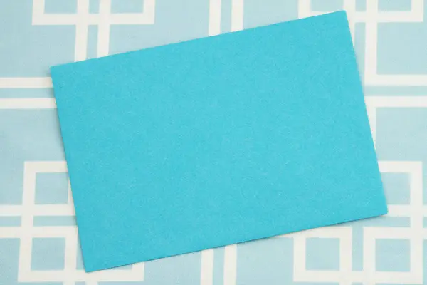 Leere Blaue Grußkarte Mit Quadratischem Material — Stockfoto