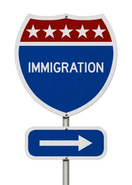 ABD Göçmenlik Bürosu, yol tabelasındaki bu mesajı beyaza izole etti
