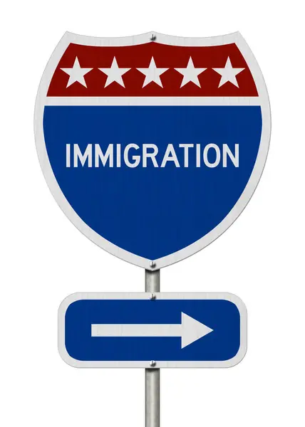 Usa Immigration Way Message Highway Road Sign Isolated White — Stock Photo, Image