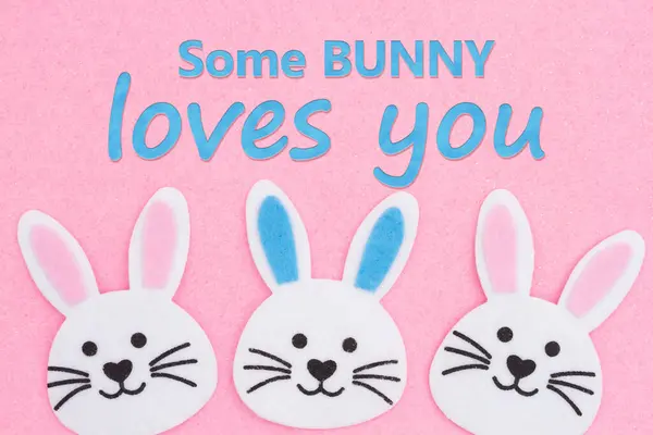 Some Bunny Loves You Greeting Easter Bunny Rabbit Pink Felt — Stock Photo, Image