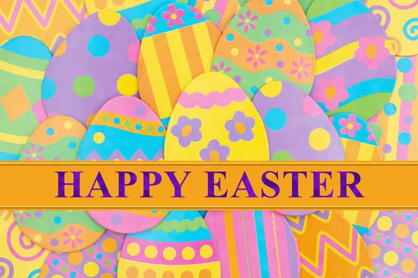 Parlak Paskalya Yumurtalı Mutlu Paskalya Tebrik Kartları Telifsiz Stok Imajlar