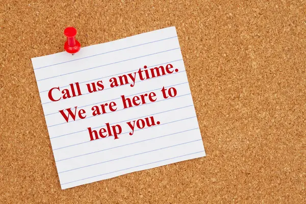 Chame Nos Sempre Que Estivermos Aqui Para Ajudar Papel Regra — Fotografia de Stock