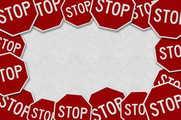 Stop Bordo Segno Con Centro Bianco Vostro Messaggio Foto Stock