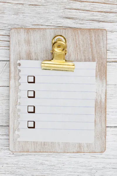 Blank Checklist Checkboxes Weathered Wood Clipboard Torn Paper Weathered Wood Stock Image