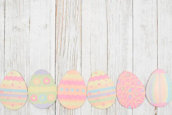 Pale Easter Egg Background White Weathered Wood — Stock Photo, Image