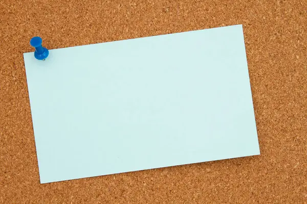Brown Corkboard Blue Note Pushpin Background — Stock Photo, Image