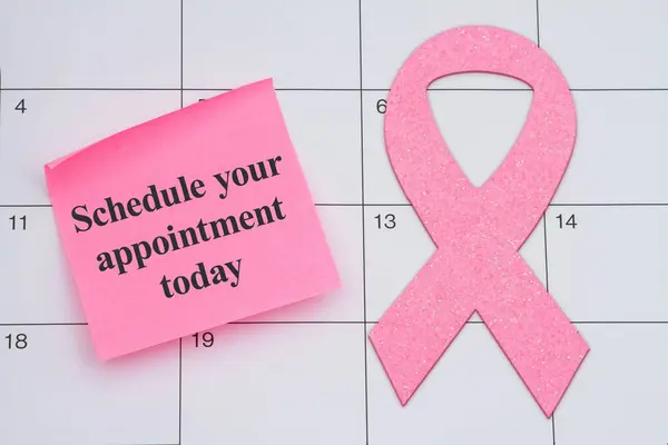 Schedule Your Appointment Today Your Mammogram Checkup Pink Ribbon Sticky — Stock Photo, Image