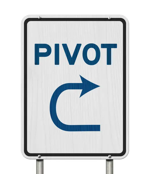 Pivot Way Message Highway Road Sign Isolated White — Stock Photo, Image