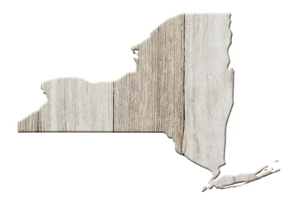 经风吹日晒的木材制作的纽约州地图 图库图片