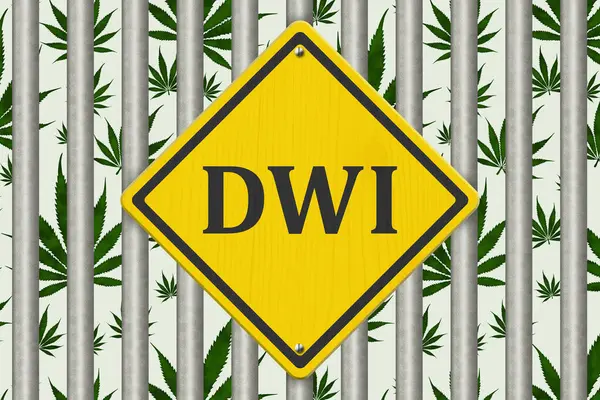 Wiet Wetten Groene Marihuana Waarschuwing Dwi Teken Met Zilveren Gevangenis Stockafbeelding
