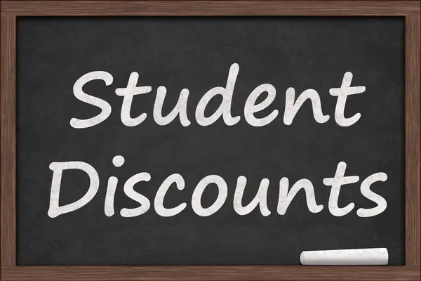 Student Discounts Chalkboard Piece Chalk Stock Picture