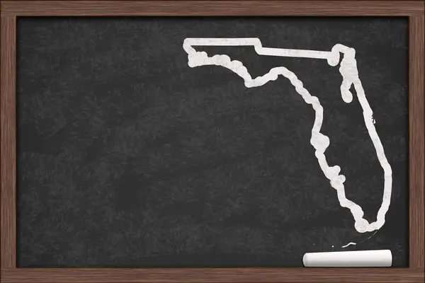 Mapa Del Estado Florida Una Pizarra Con Trozo Tiza Imágenes de stock libres de derechos