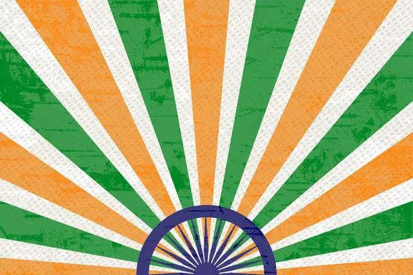 stock image  Retro grunge saffron, blue and green ray sun burst abstract background for India for an Indian message