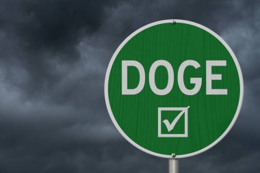 DOGE Hükümeti Fırtınalı gökyüzü ile izole harcama işareti