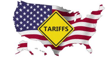 ABD bayrak yıldızları ve uluslararası ticaret politikası çizgili gümrük vergisi uyarısı