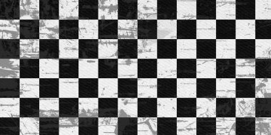 Kazanan ve yarışma temaları için siyah ve beyaz işaretli bayrak grunge arkaplanı