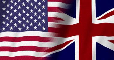 ABD bayrak yıldızları ve çizgileri ve İngiltere bayrak arkaplanı sorunsuz döngü ile birlikte çalışma mesajınız için