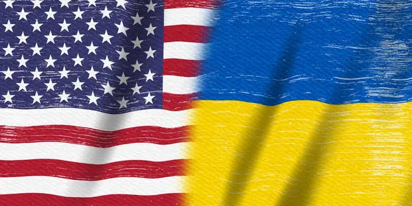 Sıkıntılı ABD bayrak yıldızları ve çizgileri ve Ukrayna bayrak geçmişi uluslararası ilişkiler ve işbirliği mesajınız için
