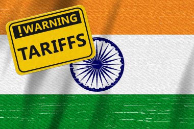 Ekonomik kısıtlamalar, ticari engeller veya ithalat ihracat politikalarını içeren jeopolitik gerilimler için Hint bayrağı taşıyan tarifeler.