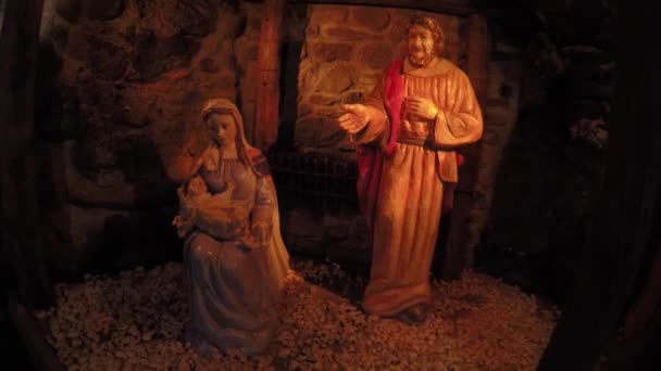 Scène Nativité Jésus Installation Naissance Nativité Vierge Bénie — Video