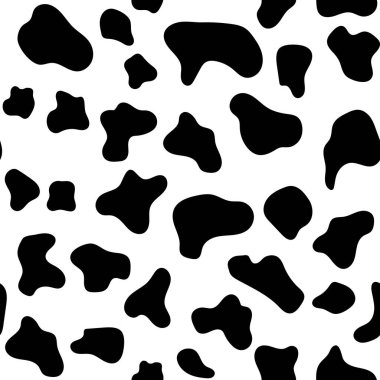 Cow texture pattern black and white. Spot skin seamless background. Animal skin template. Vector design illustration