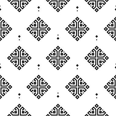 Tribal seamless pattern Aztec black and white background texture for fabric print. Geometric shapes designs