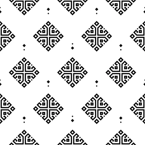 Tribal Seamless Pattern Aztec Black White Background Texture Fabric Print — Vettoriale Stock