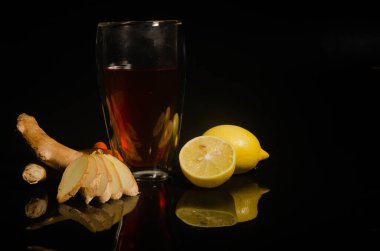 Citrus zencefil çayı. kopyalama alanı. Yüksek kalite fotoğraf