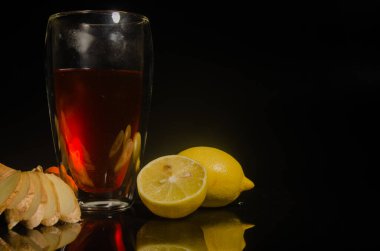 Citrus zencefil çayı. kopyalama alanı. Yüksek kalite fotoğraf