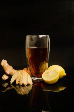 Citrus zencefil çayı. kopyalama alanı. Yüksek kalite fotoğraf