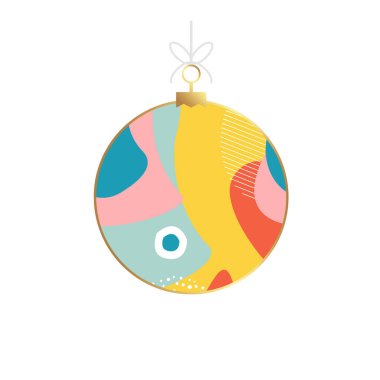 Vektör Noel ve yeni yıl geometrik Noel balosu. İskandinav tasarımı. Pankart, kapak, baskı, promosyon, satış, selamlama, web, sayfa, başlık, iniş, sosyal medya için modern vektör şablonu