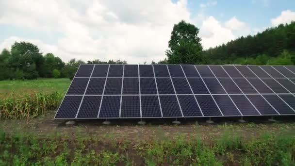Tarlalardaki Ekoloji Güneş Enerjisi Santrali Panelleri Yeşil Enerji Kavramı Elektriksel — Stok video