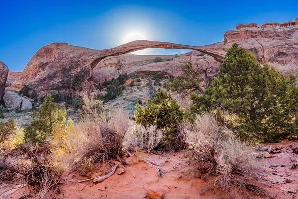 Colorful Landscape Arch Sun Late Afternoon Devils Garden Arches National — Stock Photo, Image